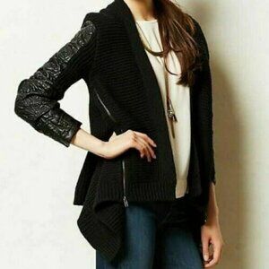 Moth Anthro Oltrarno Black Wool Blend Cardigan